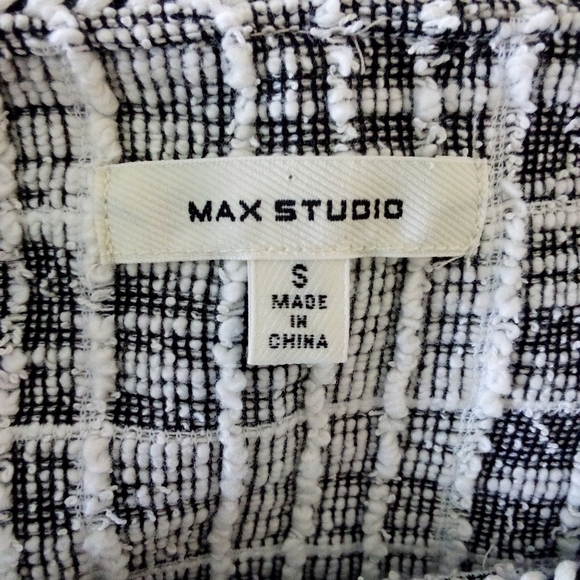 2 For $35 MAX Studio Norstroms Checker Knit top 3/4 Slv Black/wh  Sz S LIKE NEW - Picture 10 of 14